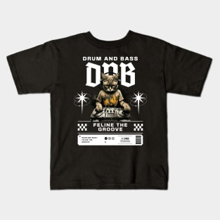 DNB - Cat Dj Feline The Groove (White/cat A) Kids T-Shirt